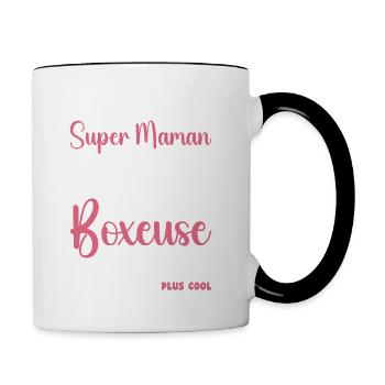 Maman Boxeuse Comme Maman Normale Mais Plus Cool - Mug contrasté - blanc/noir - Droite