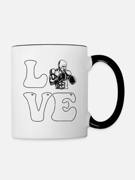 Liebe zum Boxen - Tasse zweifarbig - Weiß/Schwarz