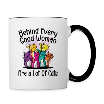 Behind Every Good Woman Are A Lot Of Cats - Mug contrasté - blanc/noir - Droite