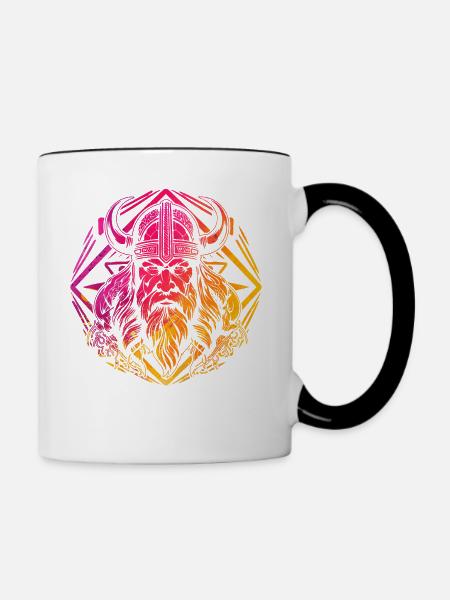 Wikinger - Tasse zweifarbig - Weiß/Schwarz