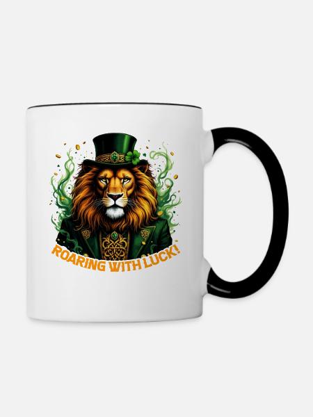 Brüllend vor Glück - Tasse zweifarbig - Weiß/Schwarz