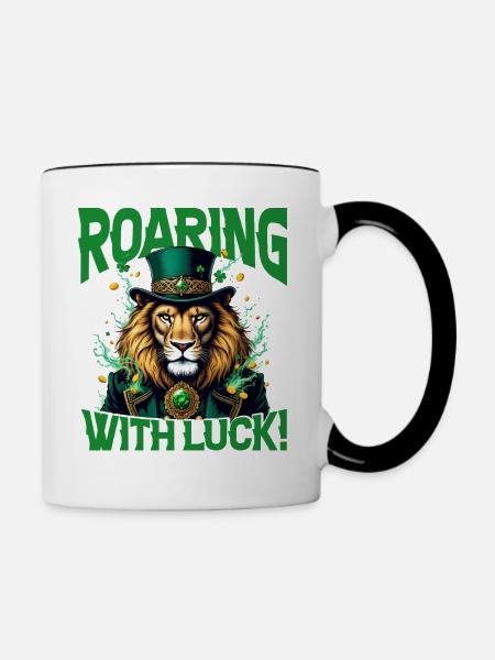 Brüllend vor Glück - Tasse zweifarbig - Weiß/Schwarz