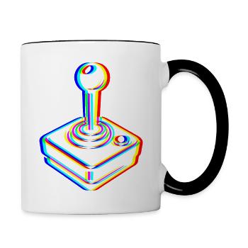 Glitch Joystick – Retro Gaming - Tasse zweifarbig - Weiß/Schwarz - Rechts