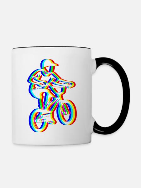 Glitch BMX – Extreme Fahrt - Tasse zweifarbig - Weiß/Schwarz
