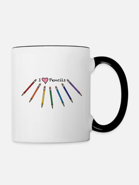 Regenbogen-Bleistifte - Tasse zweifarbig - Weiß/Schwarz