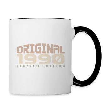 Jahrgang 1990 limitierte Auflage 1990 Geburtstag - Tasse zweifarbig - Weiß/Schwarz - Rechts