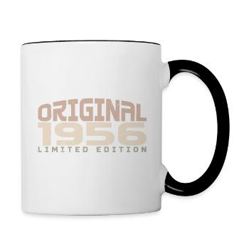 Jahrgang 1956 limitierte Auflage 1956 Geburtstag - Tasse zweifarbig - Weiß/Schwarz - Rechts