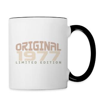 Jahrgang 1977 limitierte Auflage 1977 Geburtstag - Tasse zweifarbig - Weiß/Schwarz - Rechts