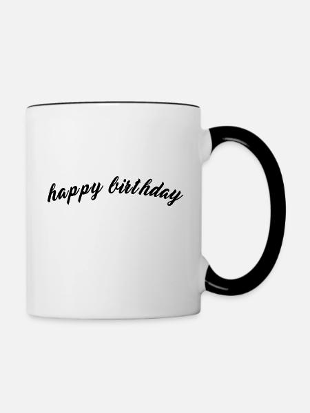 Happy Birthday - Tasse zweifarbig - Weiß/Schwarz
