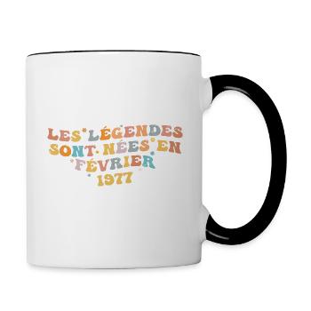 Les légendes sont nées Février 1977 | Femme Cadeau - Mug contrasté - blanc/noir - Droite