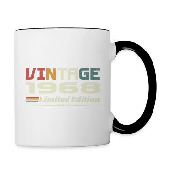 Jahrgang 1968 Geschenk 1968 Geburtstag 1968 Retro - Tasse zweifarbig - Weiß/Schwarz - Rechts
