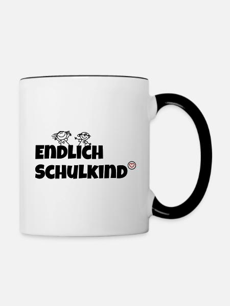 Endlich Schulkind - Tasse zweifarbig - Weiß/Schwarz