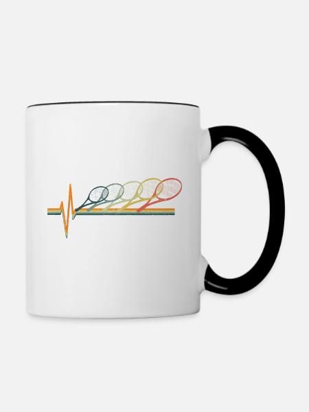 Tennis Heartbeat Retro - Tasse zweifarbig - Weiß/Schwarz