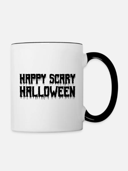 Glückliches gruseliges Halloween - Tasse zweifarbig - Weiß/Schwarz