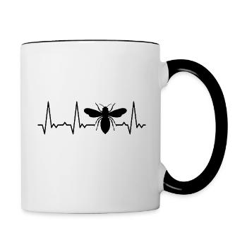 Herzschlag Biene - Tasse zweifarbig - Weiß/Schwarz - Rechts