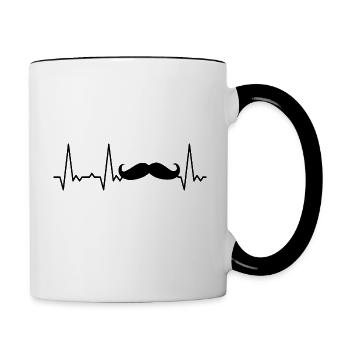 Herzschlag Schnurrbart - Tasse zweifarbig - Weiß/Schwarz - Rechts