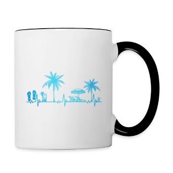 Heartbeat Palm Tree Glass Flipp Flop Summer Lover - Mug contrasté - blanc/noir - Droite