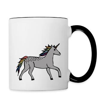 Niedliches Einhorn - Tasse zweifarbig - Weiß/Schwarz - Rechts
