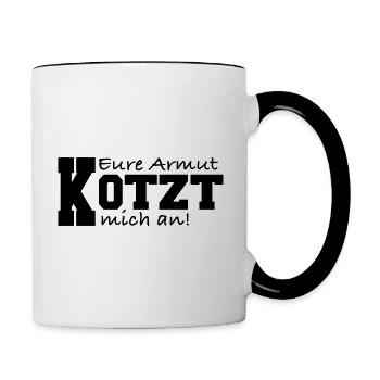 Armut kotzt mich an böser Spruch Angeber - Tasse zweifarbig - Weiß/Schwarz - Rechts