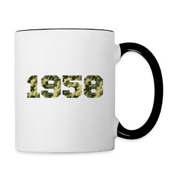 1958 Cadeau Anniversaire Vintage 1958 Armée - Mug contrasté - blanc/noir - Droite