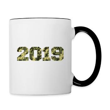 2019 Cadeau Anniversaire Vintage 2019 Armée - Mug contrasté - blanc/noir - Droite