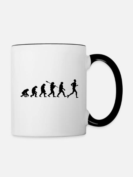 Entwicklung des Marathons - Tasse zweifarbig - Weiß/Schwarz