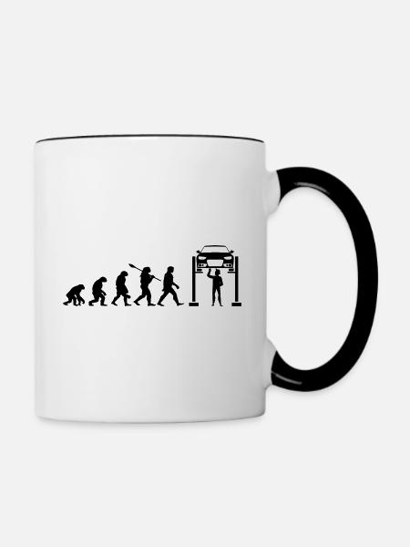 Mechanische Evolution - Tasse zweifarbig - Weiß/Schwarz