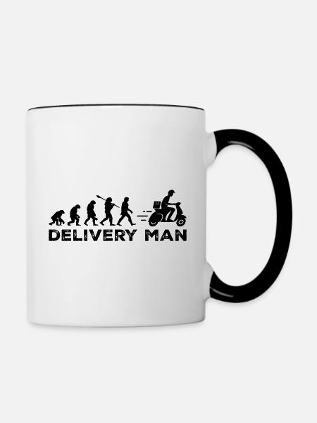 Die Entwicklung des Zustellers - Tasse zweifarbig - Weiß/Schwarz