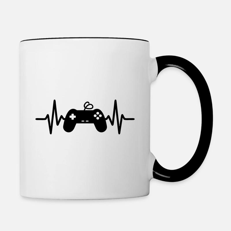 Battement de cœur du jeu - Mug contrasté - blanc/noir