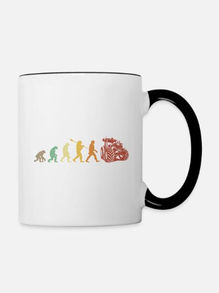 Evolution des Traktors - Tasse zweifarbig - Weiß/Schwarz