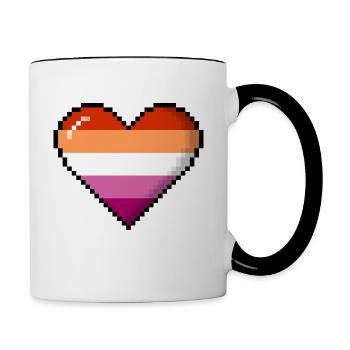 Lesbenstolz 8Bit Pixel Herz - Tasse zweifarbig - Weiß/Schwarz - Rechts