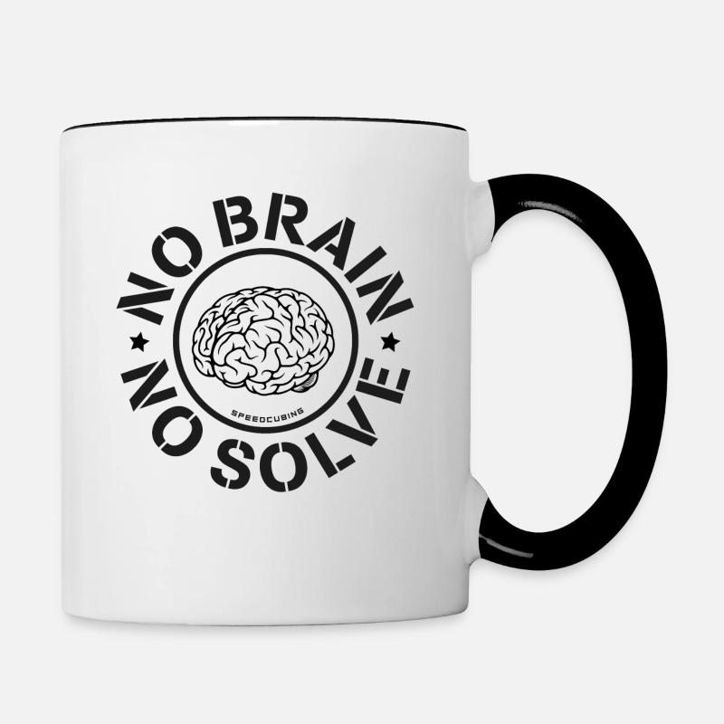 No brain no solve. - Contrasting Mug - white/black