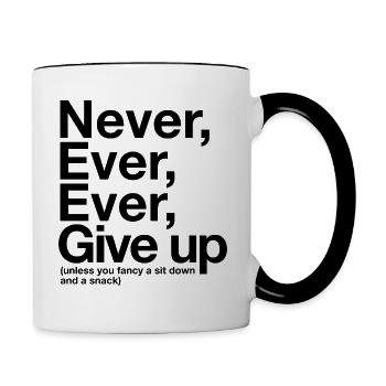 Never Give Up, Unless . . . - Contrasting Mug - white/black - Right