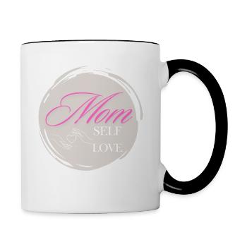 MOM SELF-LOVE Design - Tasse zweifarbig - Weiß/Schwarz - Rechts