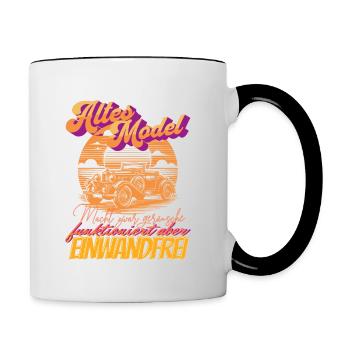 Geburtstag Altes Auto Model Sunset lustiger Spruch - Tasse zweifarbig - Weiß/Schwarz - Rechts
