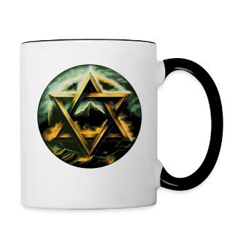 Davidstern Hexagramm Judentum Religion Symbol - Tasse zweifarbig - Weiß/Schwarz - Rechts