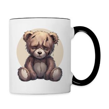 Sad Teddy Bear - Contrasting Mug - white/black - Right
