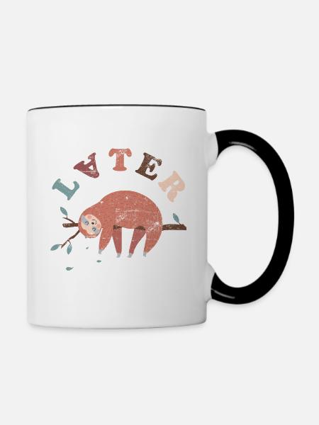 Later Faultier - Tasse zweifarbig - Weiß/Schwarz