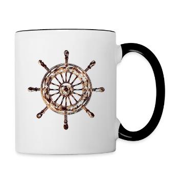 Schrauben-Steuerrad (rostbraun) - Tasse zweifarbig - Weiß/Schwarz - Rechts