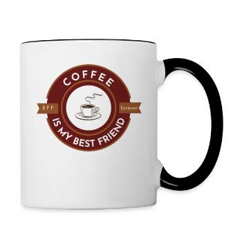 Kaffee ist mein bester Freund, BFF für immer - Tasse zweifarbig - Weiß/Schwarz - Rechts