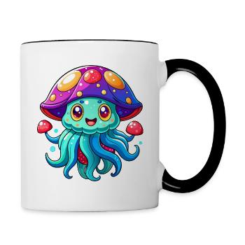 Cute Jellyfish - Contrasting Mug - white/black - Right