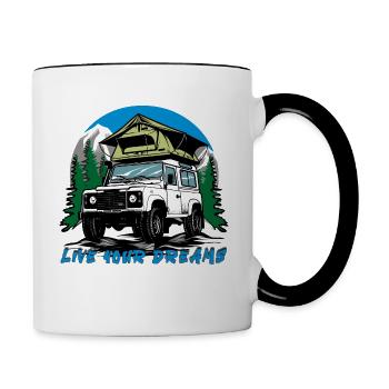 Landy Camping Roof Tent Bestseller Live Your Dreams - Contrasting Mug - white/black - Right