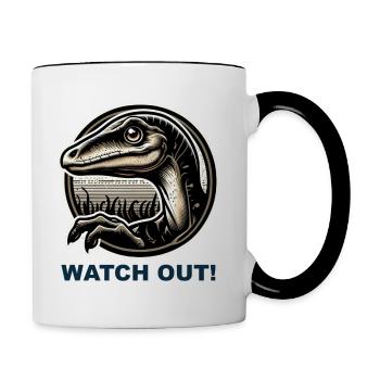 Dinosaur Dino Velociraptor Cretaceous - Contrasting Mug - white/black - Right