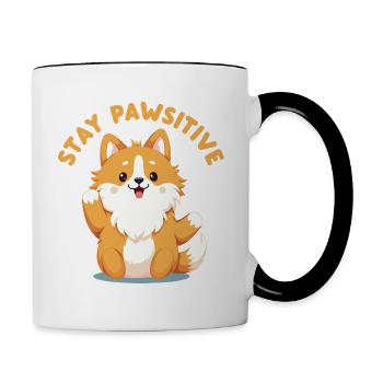 Stay Pawsitive - Contrasting Mug - white/black - Right