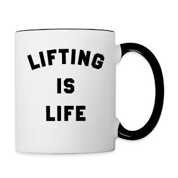 Lifting is life Gym Fitness Shirt - Contrasting Mug - white/black - Right