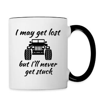 Je peux me perdre, mais je ne serai jamais coincé Jeeps - Mug contrasté - blanc/noir - Droite