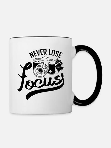 Never Lose Focus - Tasse zweifarbig - Weiß/Schwarz