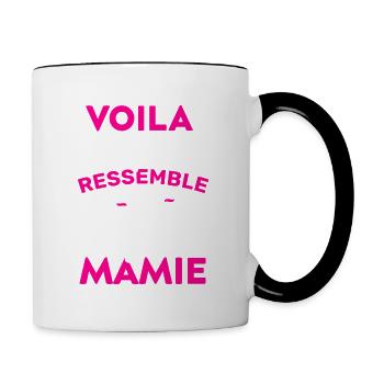 Super Mamie Cadeau Humour Personnalisé - Mug contrasté - blanc/noir - Droite