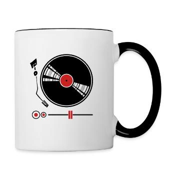 Tourne-disque vinyle - Mug contrasté - blanc/noir - Droite