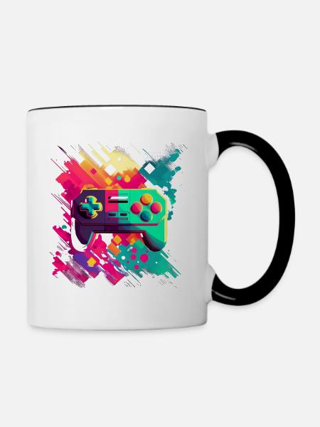 Retro Konsole - Tasse zweifarbig - Weiß/Schwarz